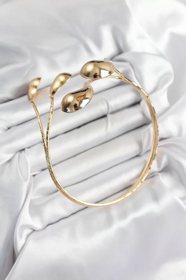 Pirinç Damla Model Gold Renk Kadın Pazu Bileklik