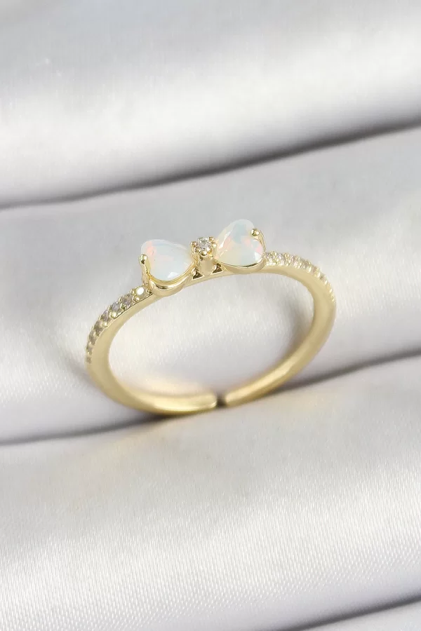 Pirinç Fiyonk Figürlü Zirkon Taşlı Gold Renk Ayarlanabilir Kadın Yüzük