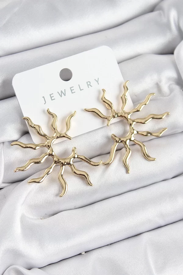 Pirinç Güneş Model Gold Renk Kadın Küpe