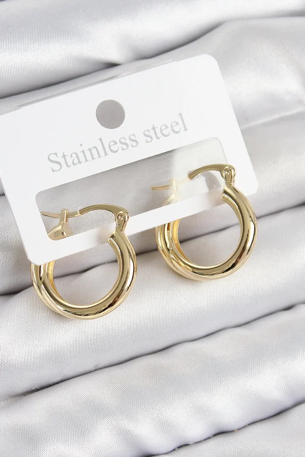 Pirinç Halka Model Gold Renk Kadın Küpe