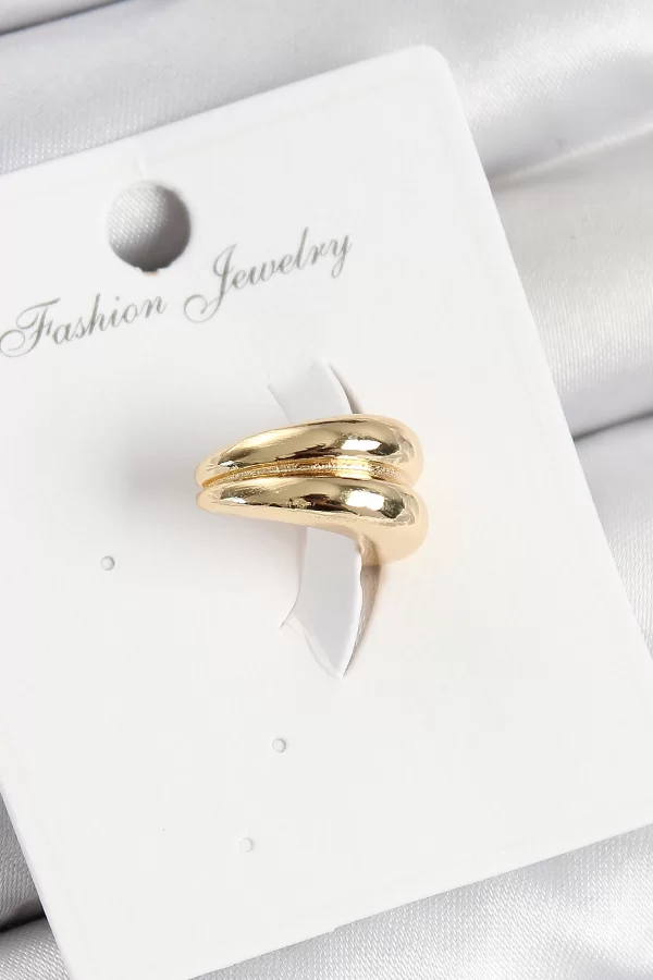 Pirinç Halka Model Gold Renk Sağ Kıkırdak Küpe
