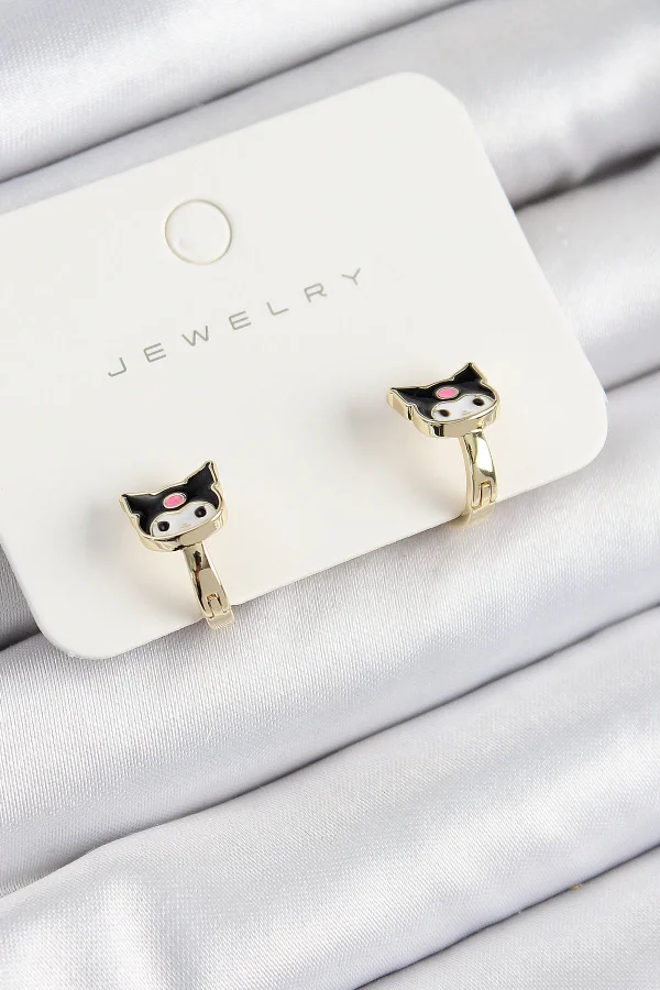 Pirinç Kuromi Model Gold Renk Çocuk Küpe