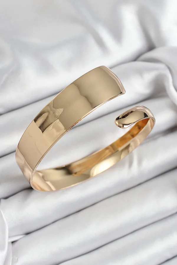 Pirinç Manşet Model Gold Renk Kadın Pazu Bileklik