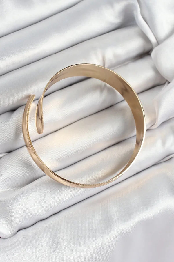 Pirinç Manşet Model Gold Renk Kadın Pazu Bileklik