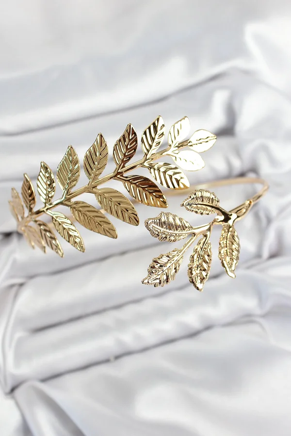 Pirinç Yaprak Model Gold Renk Pazu Bileklik