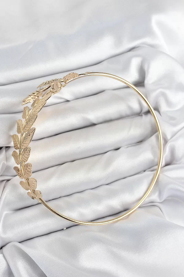 Pirinç Yaprak Model Gold Renk Pazu Bileklik