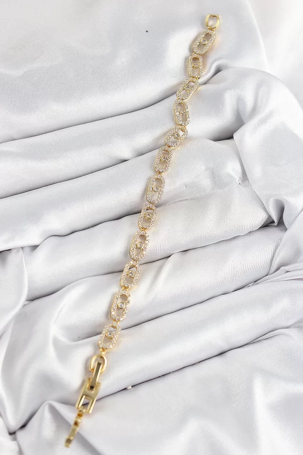 Pirinç Zirkon Taşlı Messika Model Gold Renk VIP Seri Kadın Bileklik