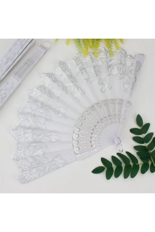 Plastik Kumaş Yelpaze 12li Beyaz
