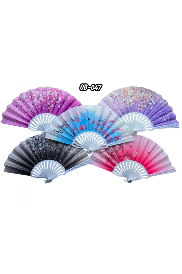 Plastik Kumaş Yelpaze 12li Karışık Ob-047