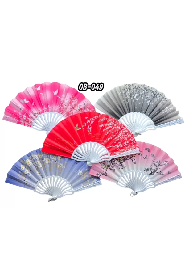 Plastik Kumaş Yelpaze 12li Karışık Ob-049