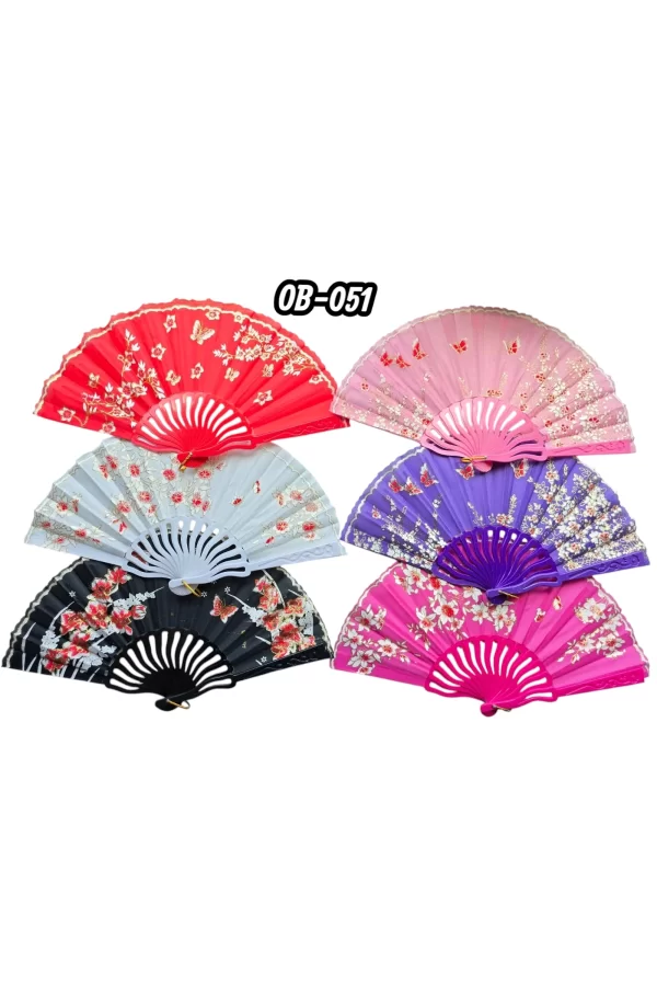 Plastik Kumaş Yelpaze 12li Karışık Ob-051