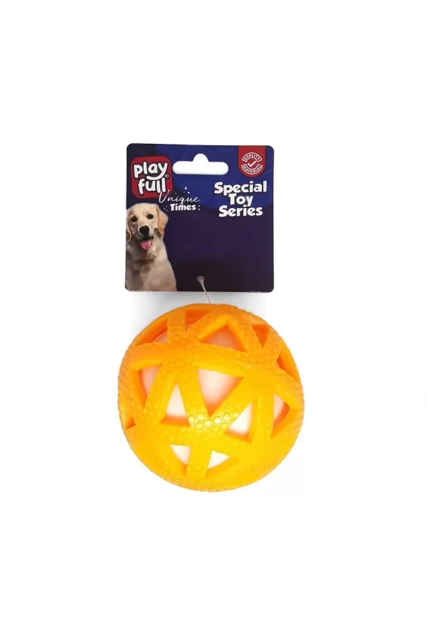 Playfull Işıklı Üçgen Desenli Plastik Top Köpek Oyuncağı 7,5 Cm Sarı