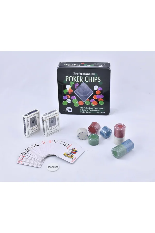 Poker Oyunu 100 Chip Ve 2 Adet İskambil Kağıt Setine Sahip Poker Oyunu No 1