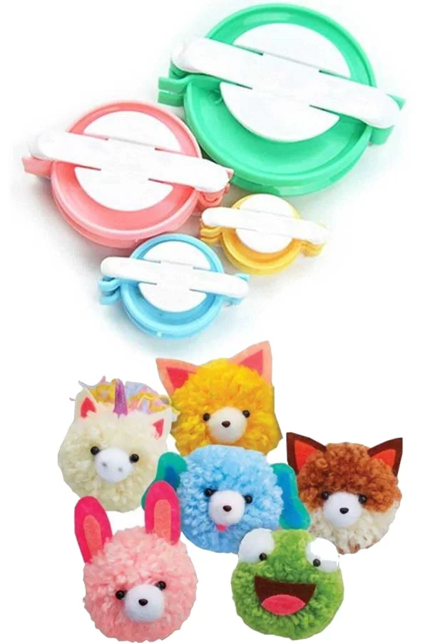 Ponpon Makinası 4lü Set Ponponmatik 4 Farklı Boy
