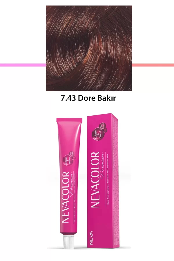 Premium 7.43 Dore Bakır - Kalıcı Krem Saç Boyası 50 g Tüp