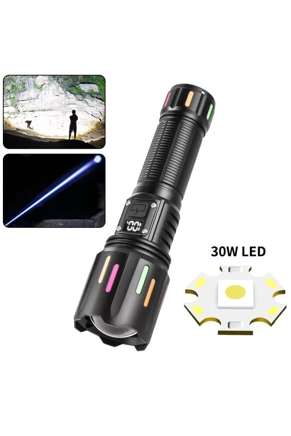 Ps-9954 30w Zoomlu Led Powerbank Özellikli Şarjlı Profesyonel El Feneri