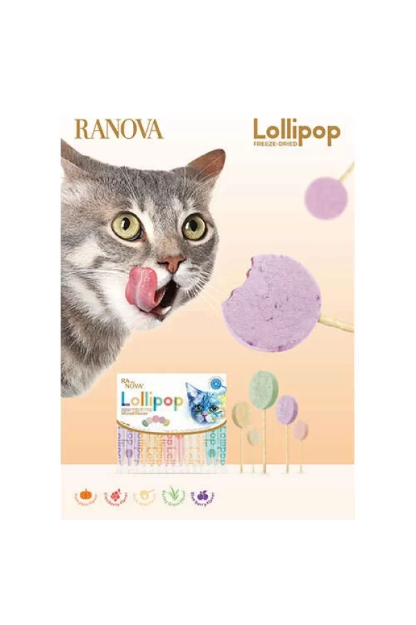Ranova Kabak Aromalı Dondurularak Kurutulmuş Kedi Ödülü Lolipop 1.4 Gr