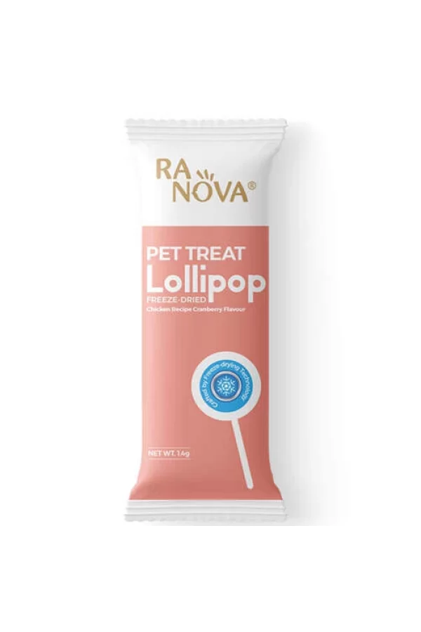 Ranova Kızılcık Aromalı Dondurularak Kurutulmuş Kedi Ödülü Lolipop 1.4 Gr