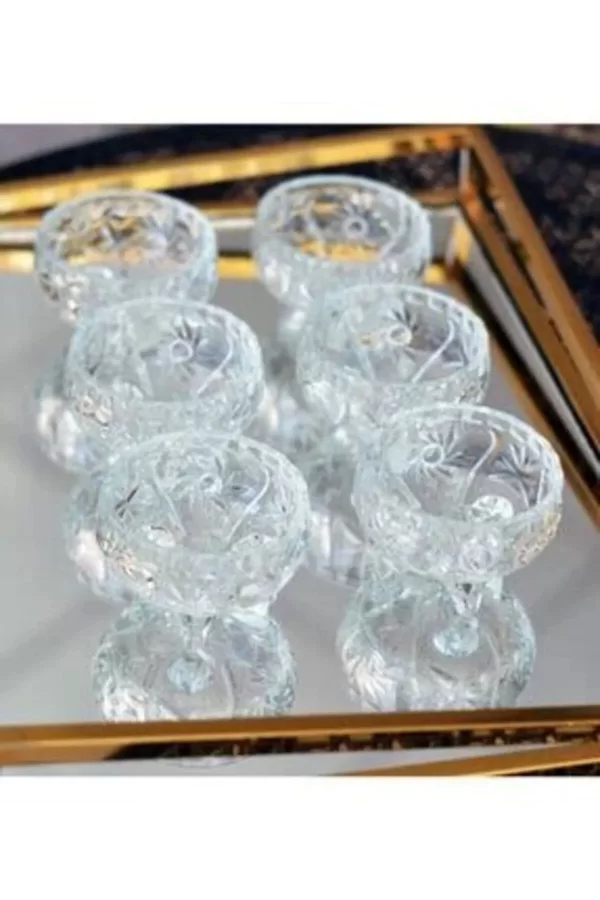 Rayan Cam Ayaklı Kase 6lı Kristal Görünüm