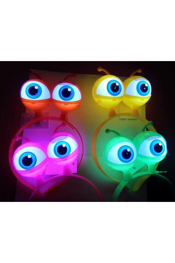 Rengarenk 3 Farklı Fonksiyonda Yanan Led Işıklı Uzaylı Göz Taç 1 Adet 18x12 Cm