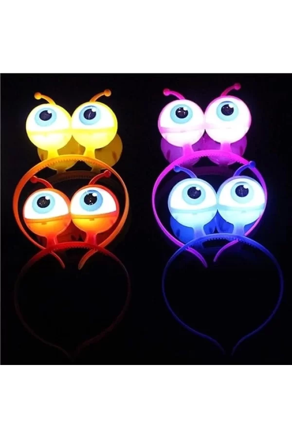 Rengarenk 3 Farklı Fonksiyonda Yanan Led Işıklı Uzaylı Göz Taç 1 Adet 18x12 Cm
