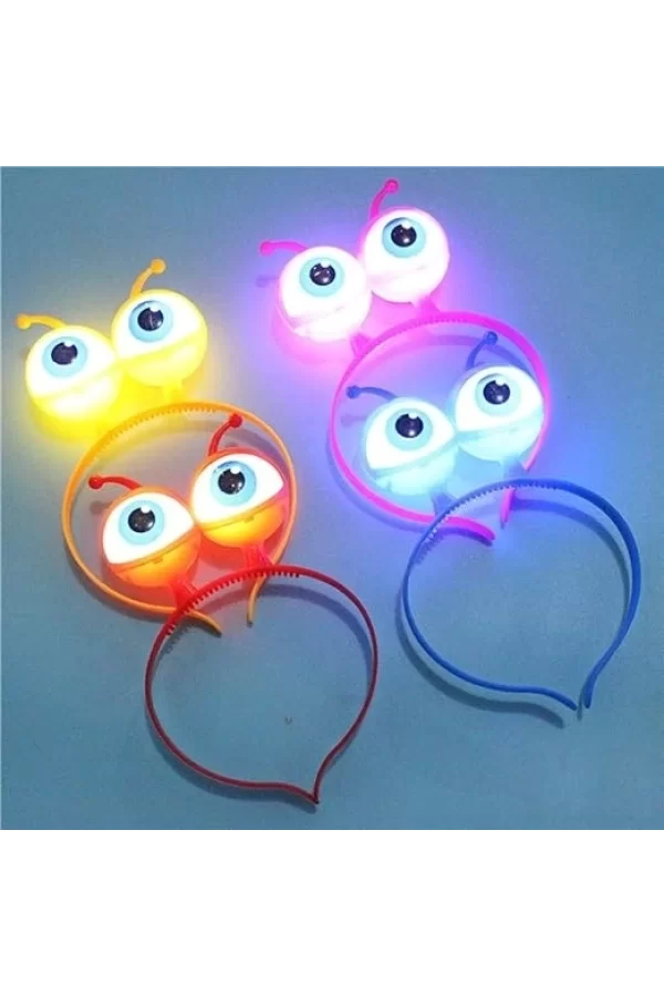 Rengarenk 3 Farklı Fonksiyonda Yanan Led Işıklı Uzaylı Göz Taç 1 Adet 18x12 Cm
