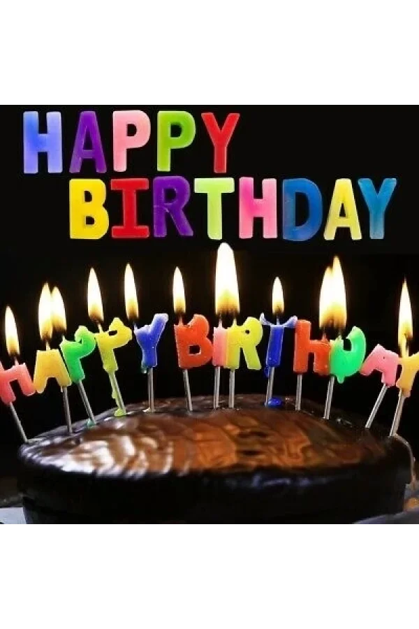 Rengarenk Happy Birthday Yazılabilen Doğum Günü Mumu