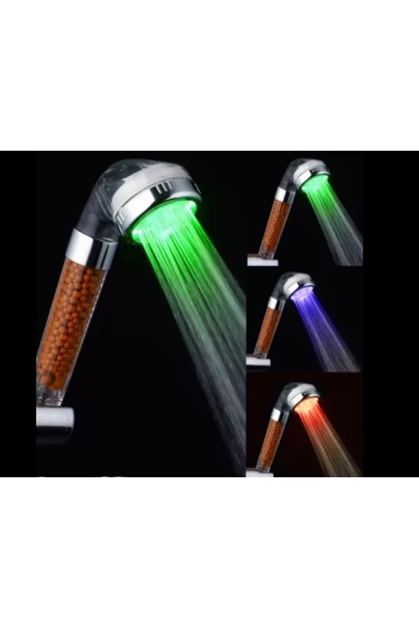Renk Değiştiren Led Işıklı Duş Başlığı Seti- Hortum Askı Seti (pilsiz- Elektriksiz)