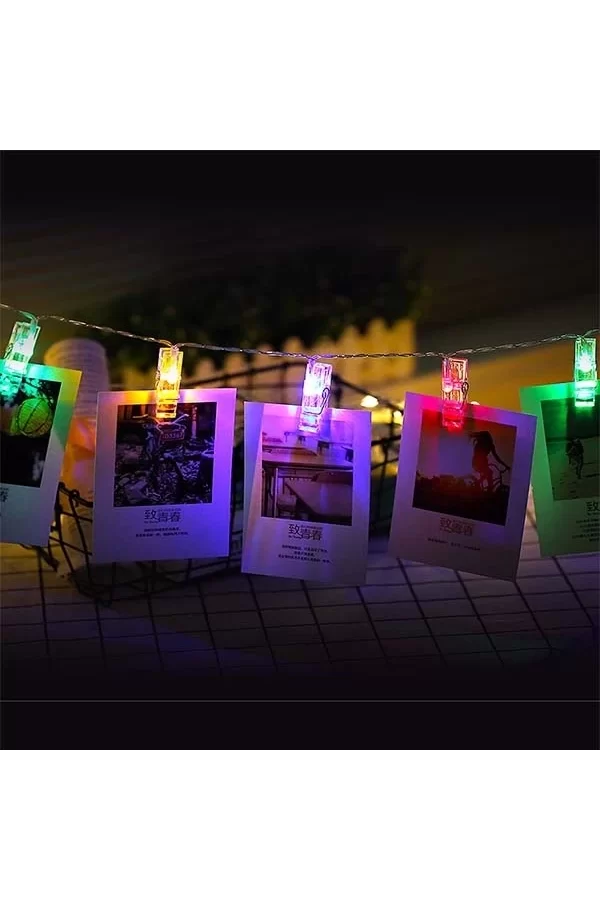 Renkli Işıklı Mandallı Fotoğraf Albümü 10 Lu - Rgb
