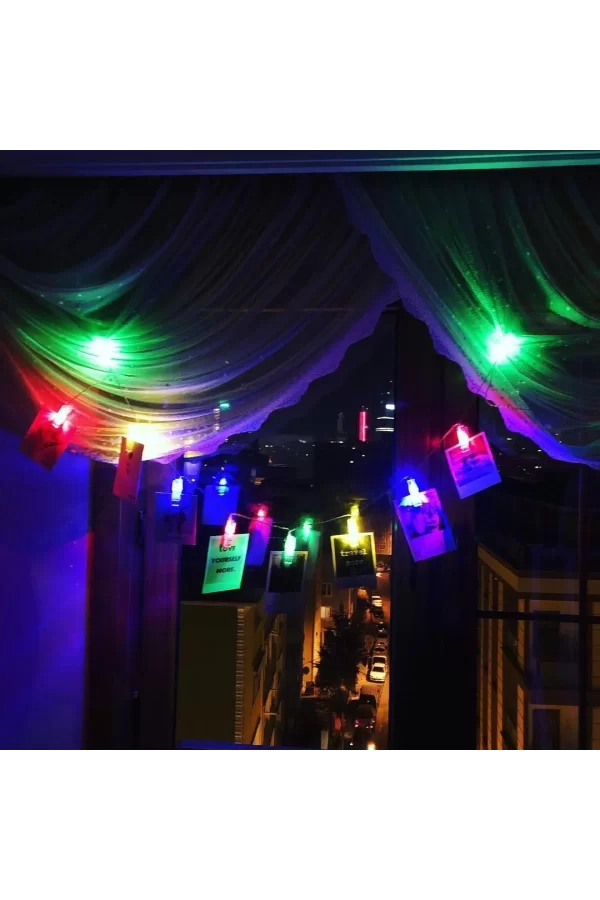 Renkli Işıklı Mandallı Fotoğraf Albümü 10 Lu - Rgb