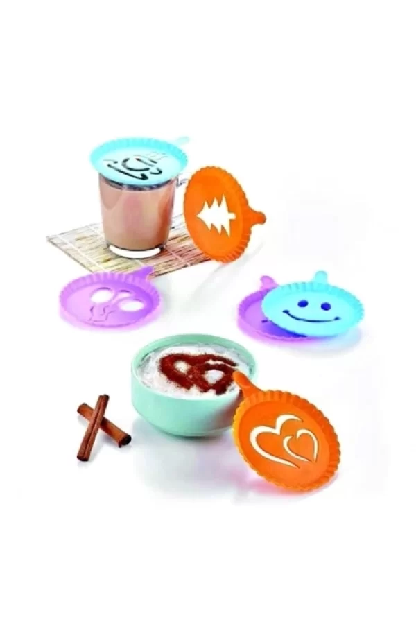 Renkli Kahve Süsleme Şablonları  - 4lü Magic Süsleme Şablonu