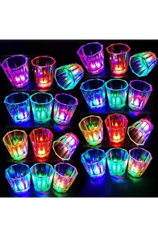 Renkli Led Parlayan Fiber Optik Glow Işıklı Bardak 5,5 X 5,5 Cm 1 Adet