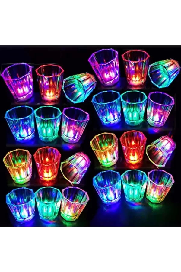 Renkli Led Parlayan Fiber Optik Glow Işıklı Bardak 5,5 X 5,5 Cm 1 Adet