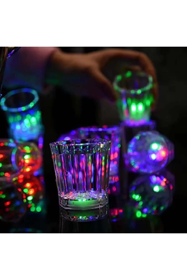 Renkli Led Parlayan Fiber Optik Glow Işıklı Bardak 5,5 X 5,5 Cm 1 Adet