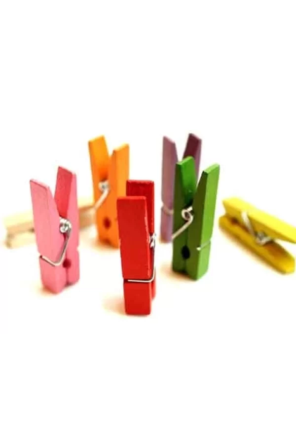 Renkli Mini Ahşap Mandal (100 Adet)
