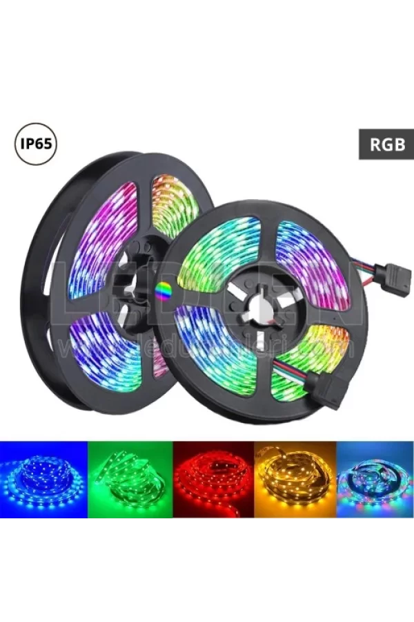 Rgb Şerit 5 Metre 16 Renkli Kumandalı Adaptörlü Çift Taraflı Bant