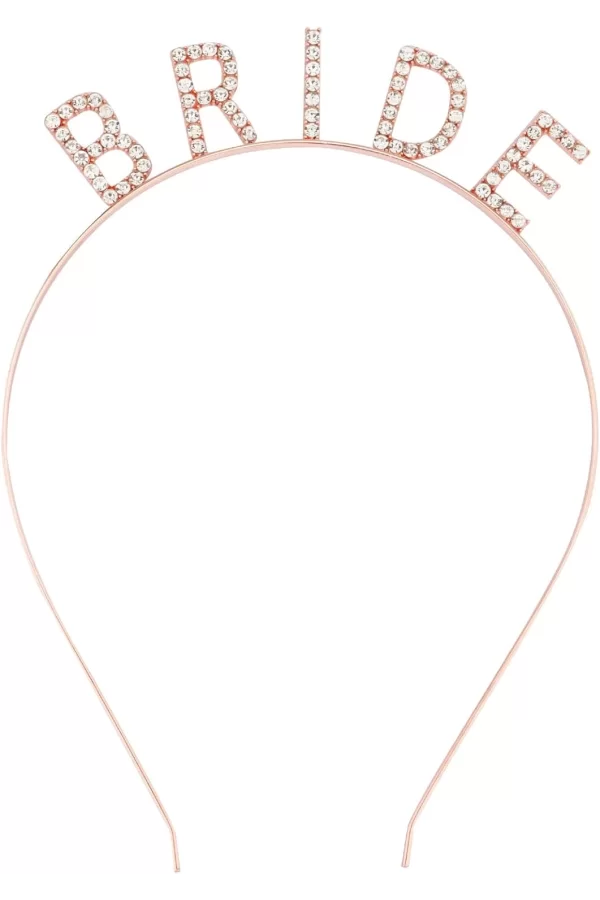 Rose Gold Bekarlığa Veda Kristal Taş Bride Tacı