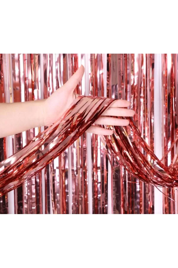 Rose Gold Püsküllü Kapı Perdesi - Parti, Bekarlığa Veda, Doğum Günü 1x2 M