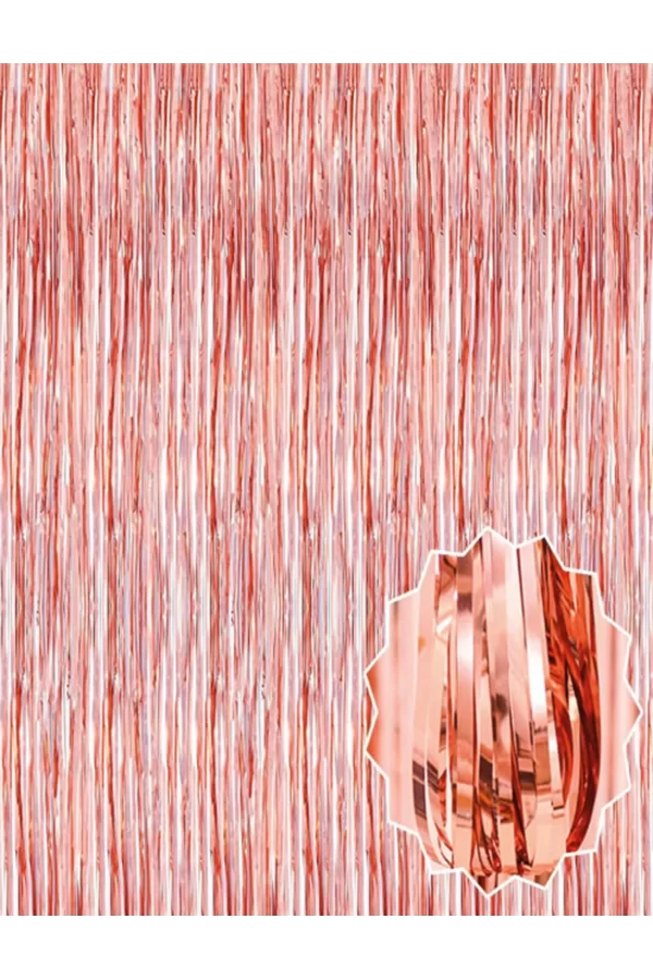 Rose Gold Püsküllü Kapı Perdesi - Parti, Bekarlığa Veda, Doğum Günü 1x2 M