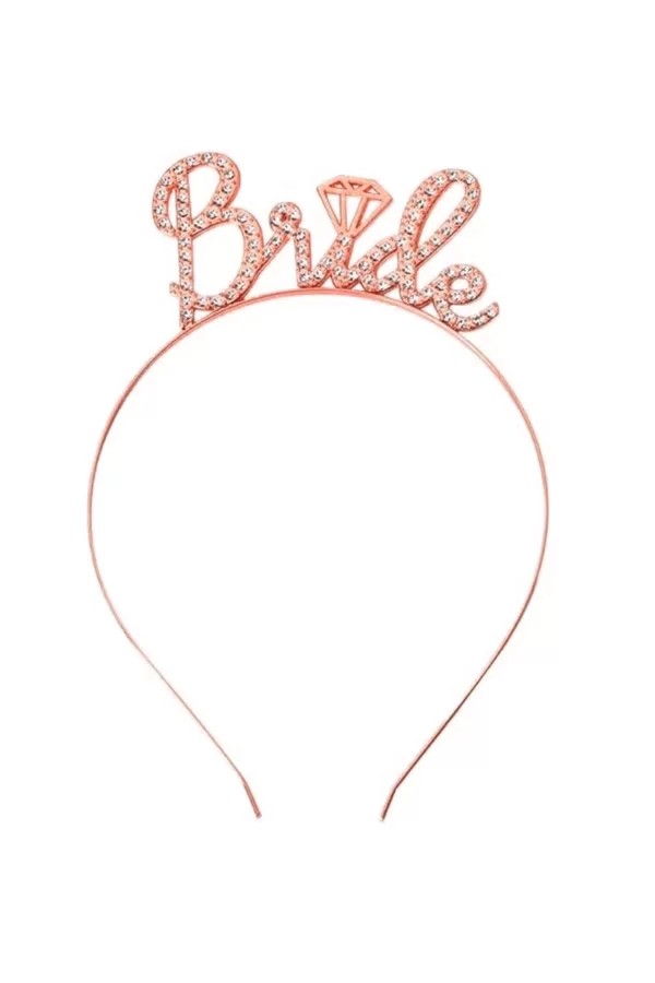 Rose Gold Renkli Taşlı “bride” Gelin Tacı – El Yazısı Yazı Tipiyle