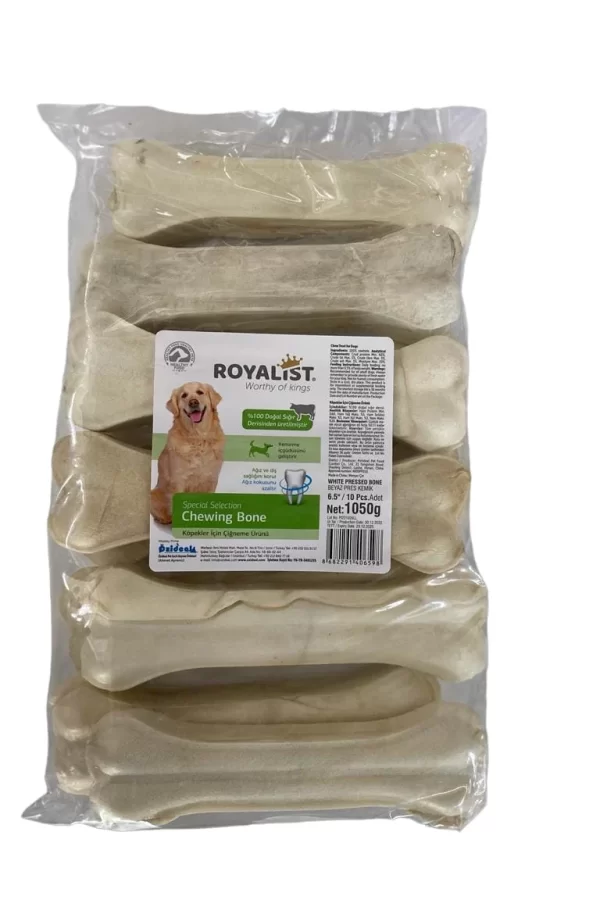 Royalist Beyaz Press Köpek Çiğneme Kemik 6,5'' (17 Cm) 10 Adet XL 1050 gr