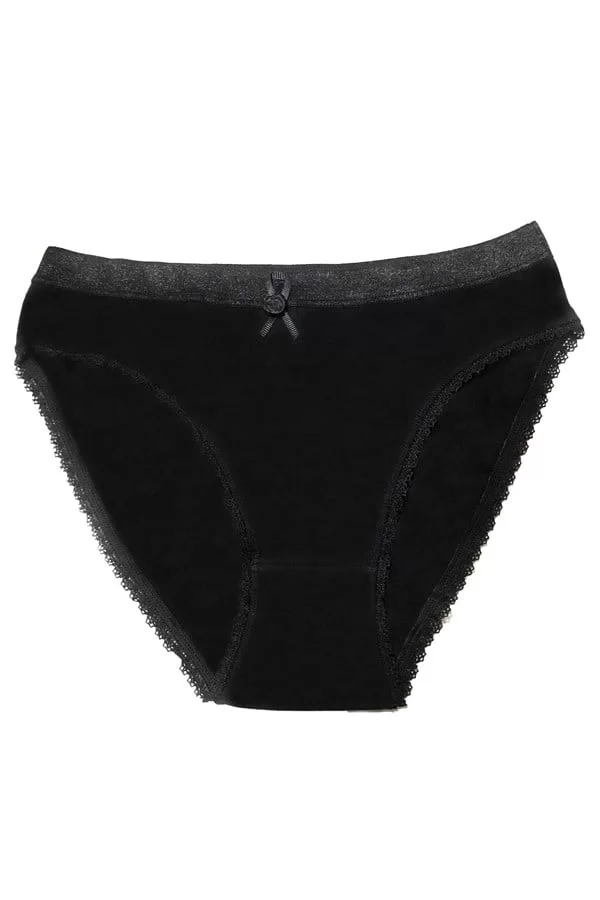 Şahinler Kadın için Dantel Kenarlı Siyah Renk Bikini Külot B223