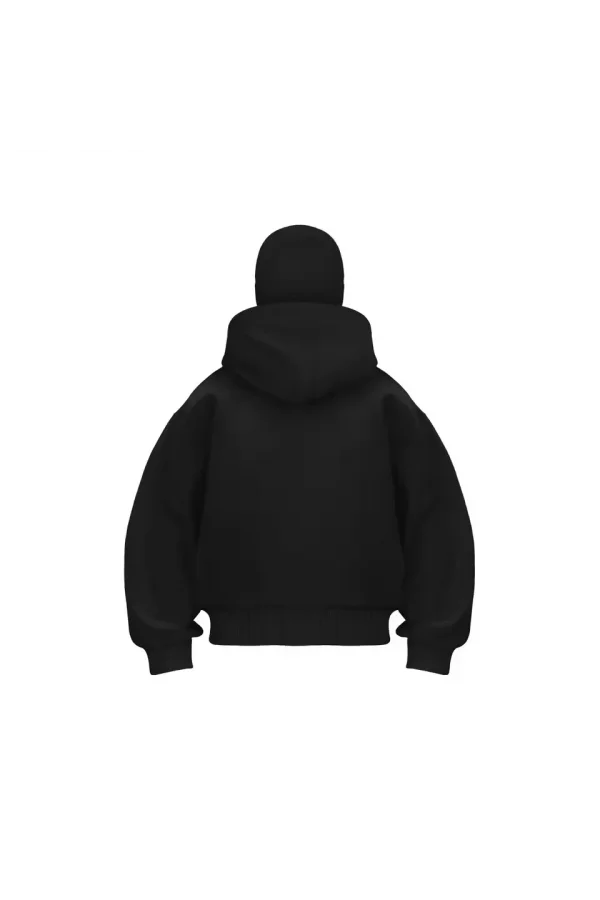 Luz&Pos Samuray Zıp Fermuarlı Kapüşonlu Sweatshirt- Siyah