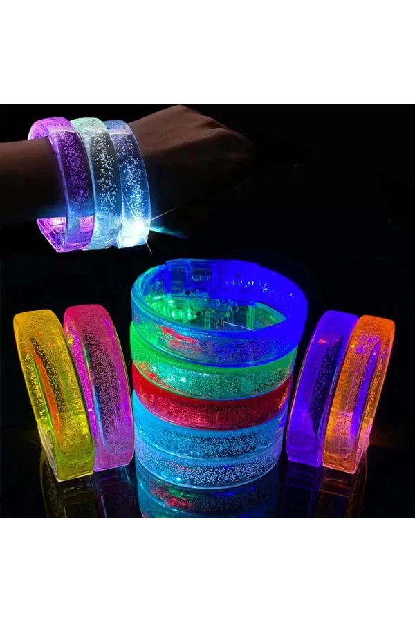 Sarı Led Işıklı Baskı Yapılabilen Pilli Bileklik Bilezik 1,5 Cm Genişlik