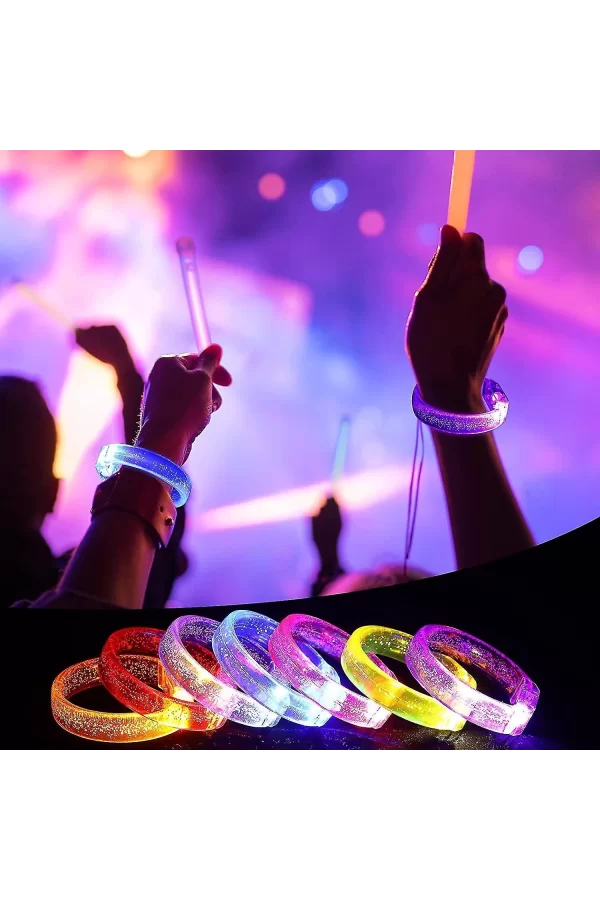 Sarı Led Işıklı Baskı Yapılabilen Pilli Bileklik Bilezik 1,5 Cm Genişlik