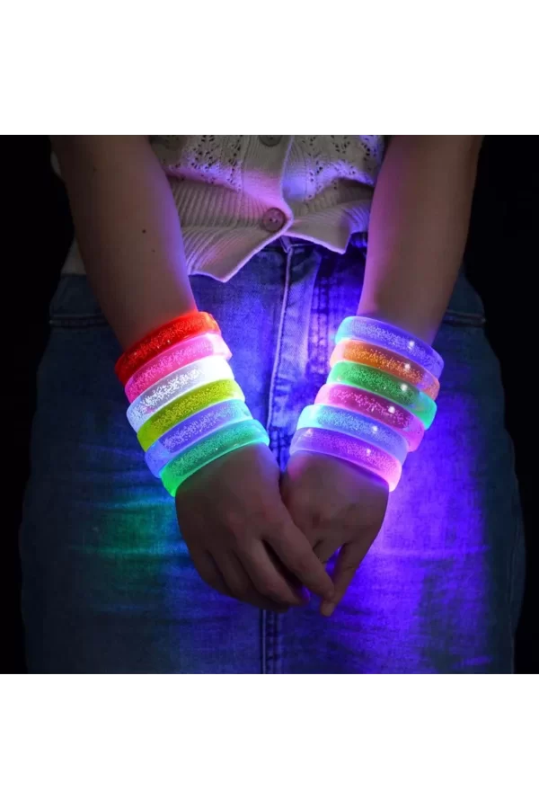 Sarı Led Işıklı Baskı Yapılabilen Pilli Bileklik Bilezik 1,5 Cm Genişlik