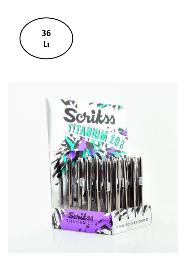 Scrikss 108 Tükenmez Kalem Titanium 36lı