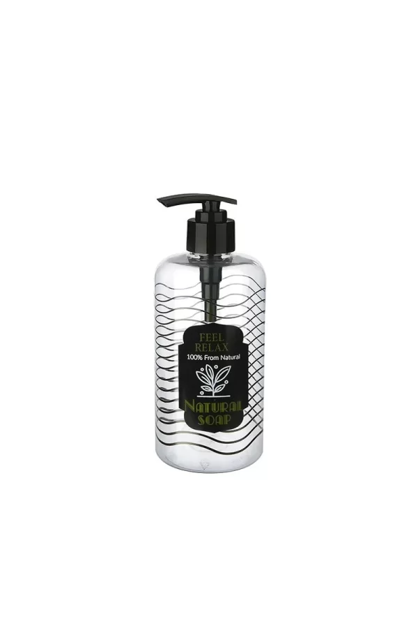 Şeffaf Sıvı Sabunluk Yuvarlak Plastik Pompalı 500 Ml