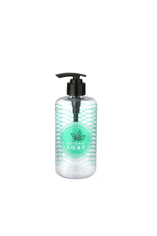 Şeffaf Sıvı Sabunluk Yuvarlak Plastik Pompalı 500 Ml