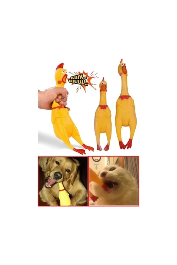 Sesli Horoz Eğlenceli Köpek ve Kediler İçin Sesli Öten Horoz Oyuncak 28 cm